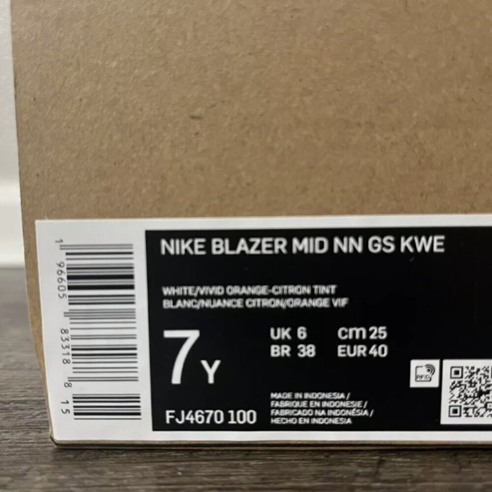 NIKE BLAZER MID NN GS KWE 77 WHITE YELLOW Shoe Size 7Y/Women 8.5 FJ4670-100​​​ - Picture 11 of 11